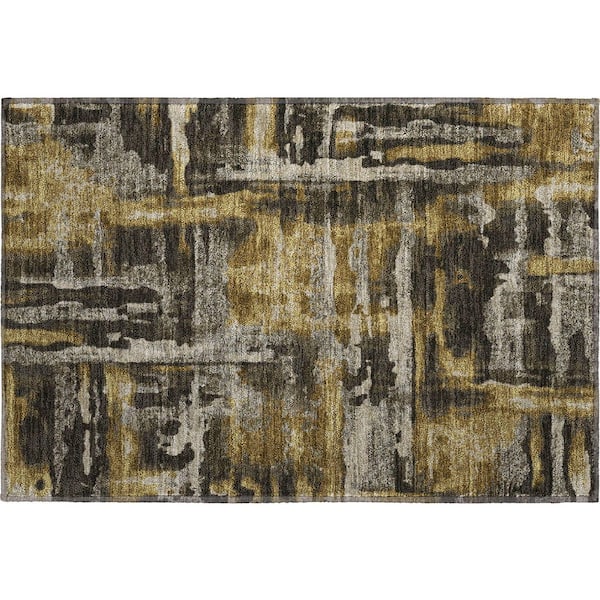 Mayfield Premium Machine Washable Abstract AMF2015 Coffee 2 ft. x 3 ft. Accent Rug