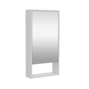 17.9 in. W x 35.4 in. H Rectangular White Aluminum Medicine Cabinet with Mirror, Single Door