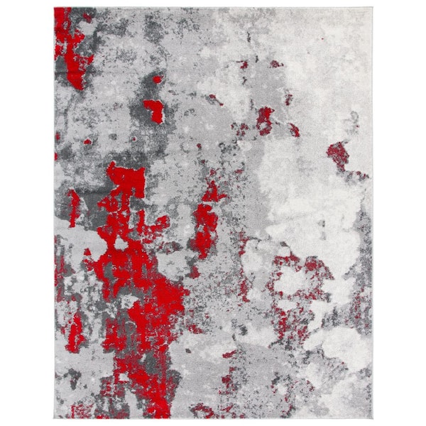 Adirondack 11 ft. x 15 ft. Red/Gray Distressed Abstract Area Rug