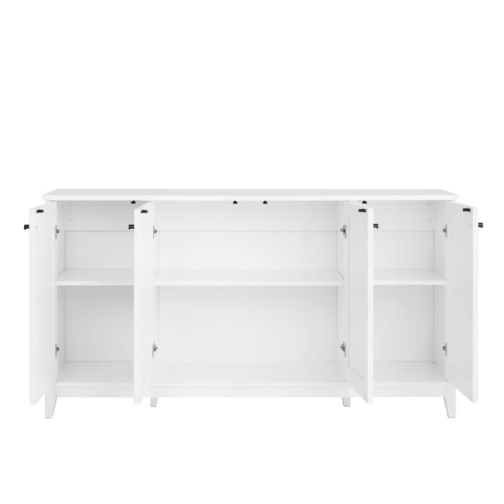 White Pine 4-Door Freestanding Accent Cabinet with Adjustable Shelves