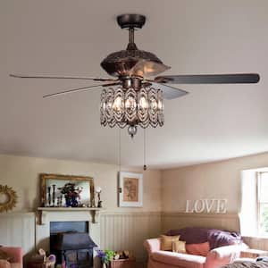 Mariposa 52 in. Rustic Bronze Chandelier Ceiling Fan with Light Kit