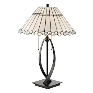 Cordelia 26 in. Bronze Table Lamp with Hand Rolled Art Glass Shade"