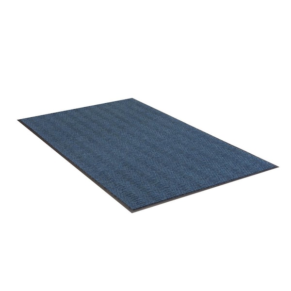 Chevron Rib Slate Blue 3 Ft. x 10 Ft. Commercial Door Mat