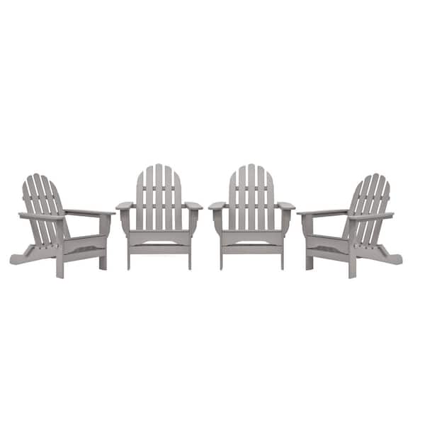 DUROGREEN Icon Light Gray 4-Piece Plastic Adirondack Chair Patio Seating Set