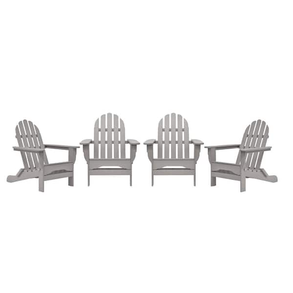 Icon Light Gray 4 Piece Plastic Adirondack Chair Patio Seating Set