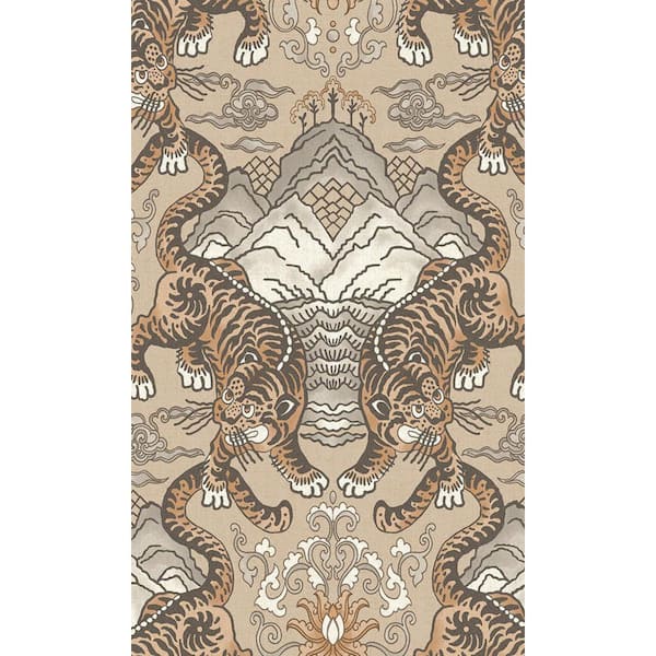 Walls Republic Taupe Tiger Inspired Print Non-Woven Paper Paste the Wall Textured Wallpaper 57 sq. ft.