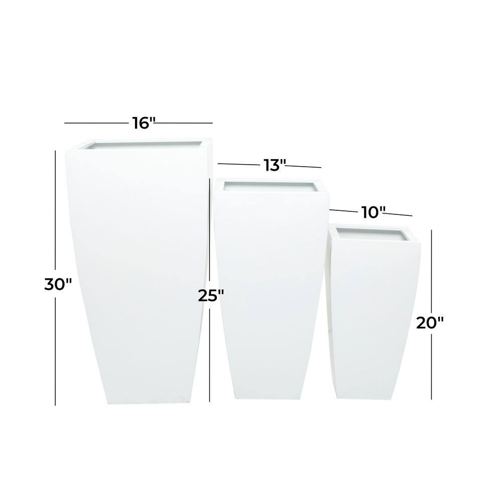 Extra Large Modern Square Metal Planter, White - Indoor/Outdoor