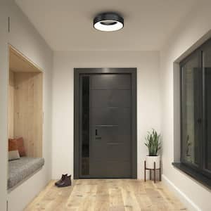 Aiden 13 in. 1-Light Modern Black Integrated LED 5 CCT Flush Mount Ceiling Light Fixture for Kitchen or Bedroom
