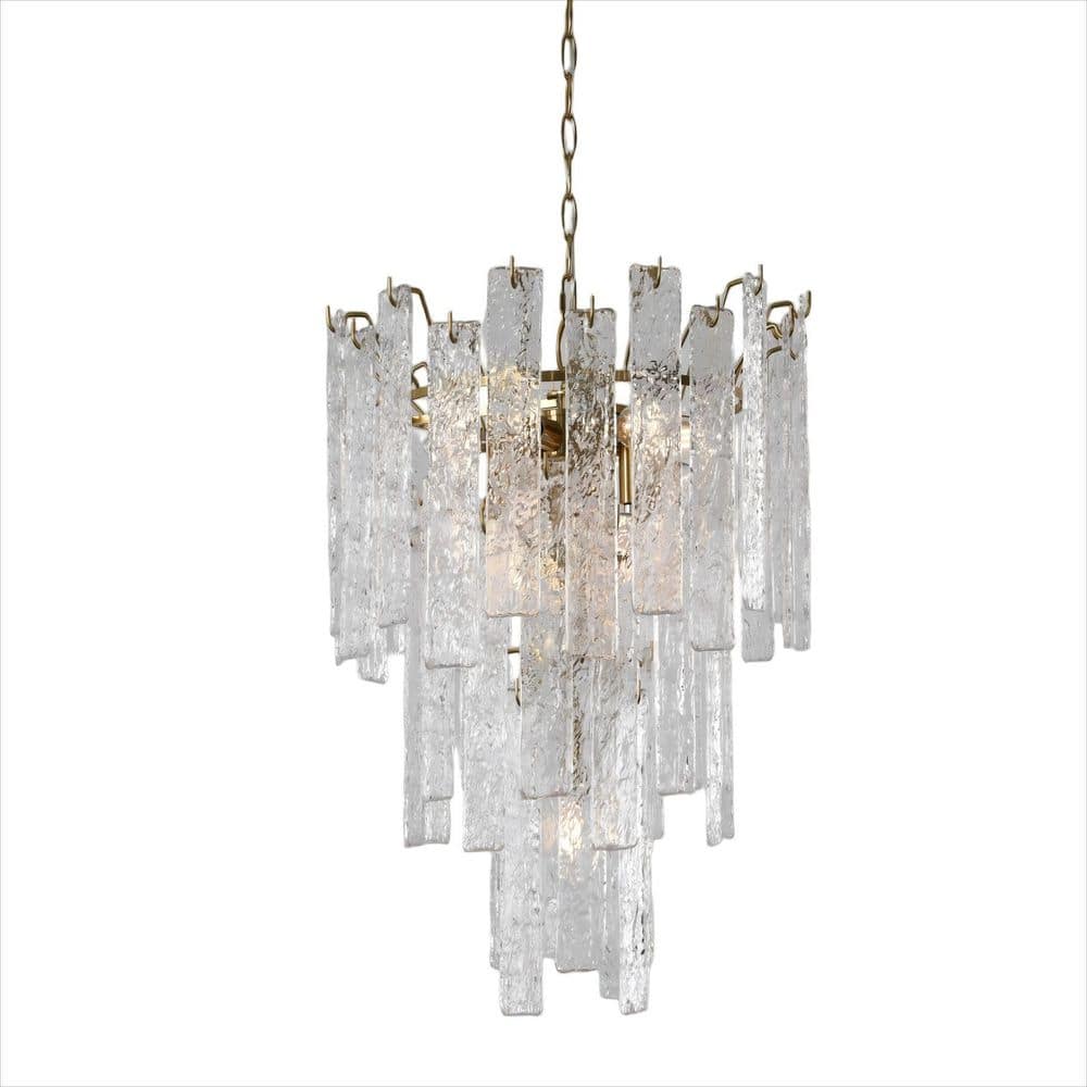 23.6 in. 10-Light Brass Gold Modern Chandelier with Water Ripple Glass Shade for Living Room, Dining Room price history on PriceWatchPro