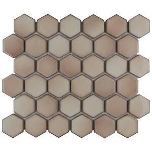 Hudson 2 in. Due Hex Truffle 12-1/2 in. x 11-1/4 in. Porcelain Mosaic (9.97 sq. ft. /Case)