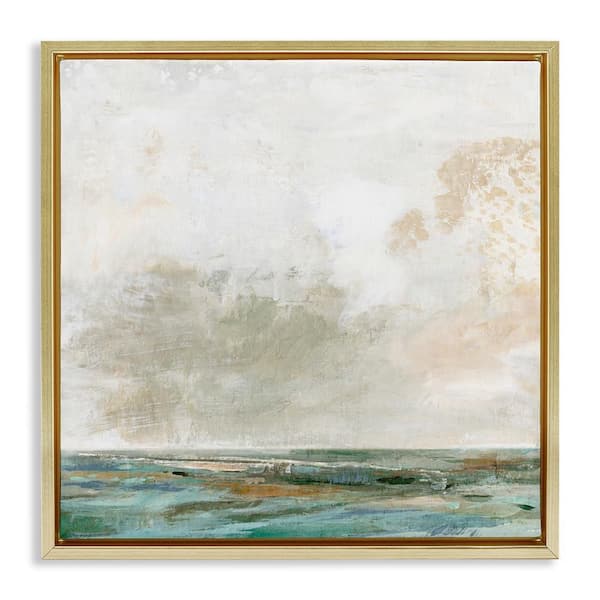 Stupell Industries Rustic Seascape Neutrals by Suzanne Nicoll Gold Floater Frame Abstract Graphic Art Print 25 in. x 25 in.