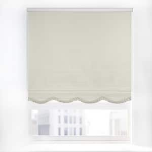 Fringe Ivory Textured Cordless Blackout Privacy Vinyl Roller Shade 44.25 in. W x 64 in. L