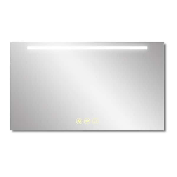 Satico 42 in. W x 24 in. H Rectangular Frameless Anti-Fog Wall Mounted LED Light Bathroom Vanity Mirror in Silver