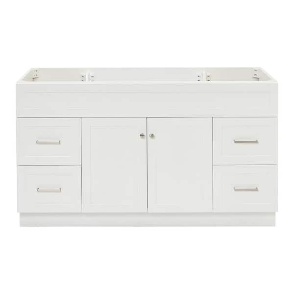 ARIEL Hamlet 60 in. W x 21.5 in. D x 34.5 in. H Freestanding Bath Vanity Cabinet without Top in White