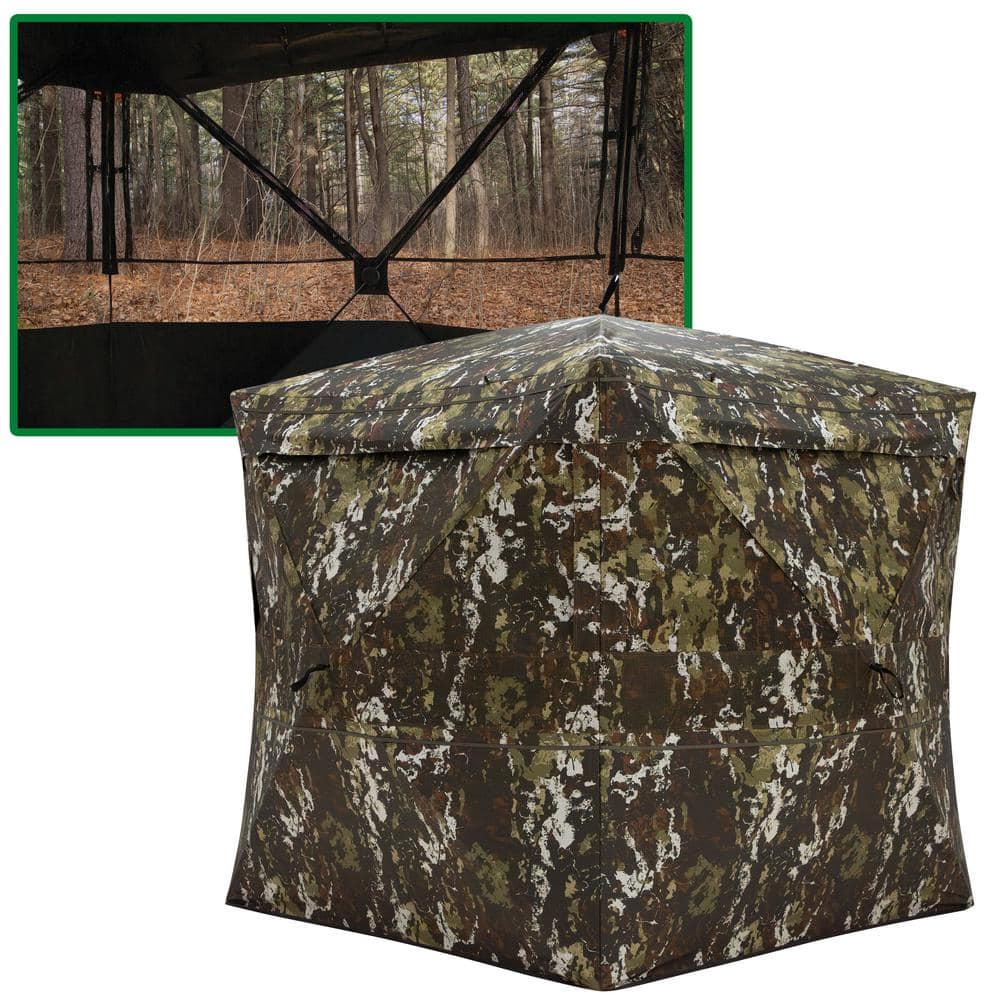 Barronett Blinds Overwatch, Portable Hunting Blind, View-Through Mesh, Silent Shooting Windows, Crater Harvest, 75 in. x 88 in. x 88 in.