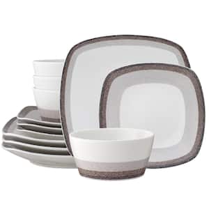 Colorscapes Layers Canyon Porcelain 12-Piece Square Dinnerware Set (Service for 4)