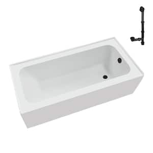 60 in. x 30 in. Soaking Acrylic Alcove Bathtub with Right Drain in Glossy White, External Drain in Matte Black