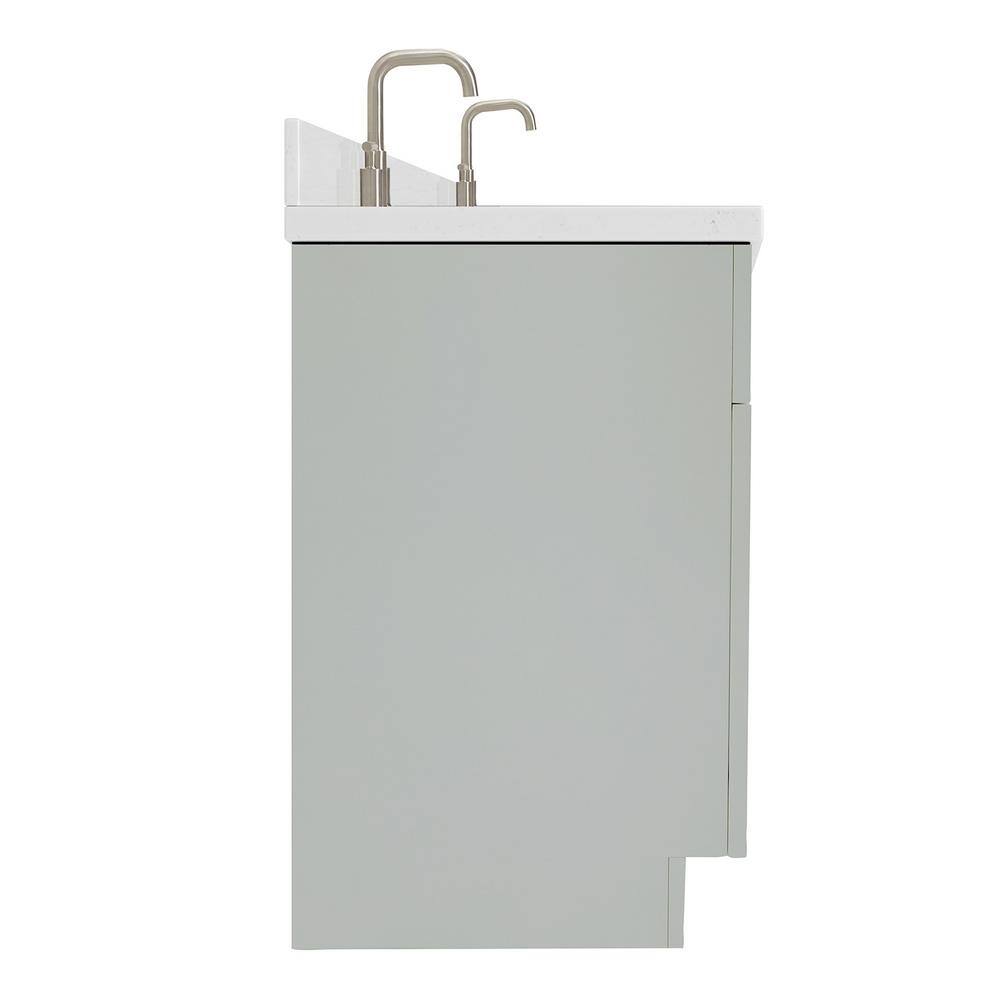Gray Double Basin Freestanding Vanity with Quartz Top