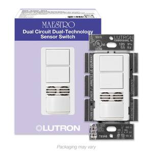 Maestro Dual-Circuit Dual-Tech Motion Sensor switch, 6A, Single-Pole or 3-Way, White