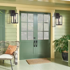 Martin 13 in. 1-Light Bronze Outdoor Wall Lantern Sconces (2-Pack)