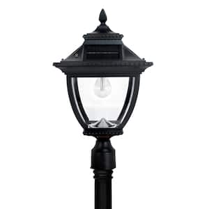 Pagoda Bulb 87 in. Single Black Outdoor Solar LED Post Lantern with Lamp Pole with Warm White Bulb for Landscape