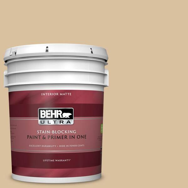 BEHR ULTRA 5 gal. #UL160-7 Pale Wheat Matte Interior Paint and Primer in One