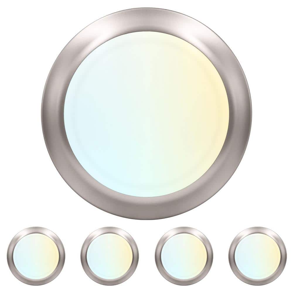 6 in. LED Disk Lights, Dimmable Flush Mount, 5CCT 2700K - 5000K, 12.5 Watt, 1000LM, Damp Rated Brushed Nickel 4-Pack price history on PriceWatchPro
