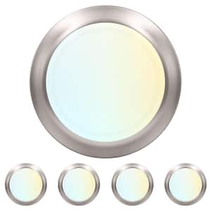 6 in. LED Disk Lights, Dimmable Flush Mount, 5CCT 2700K - 5000K, 12.5 Watt, 1000LM, Damp Rated Brushed Nickel 4-Pack