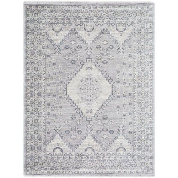 Azhar Grey Traditional 7 ft. x 9 ft. Indoor Area Rug