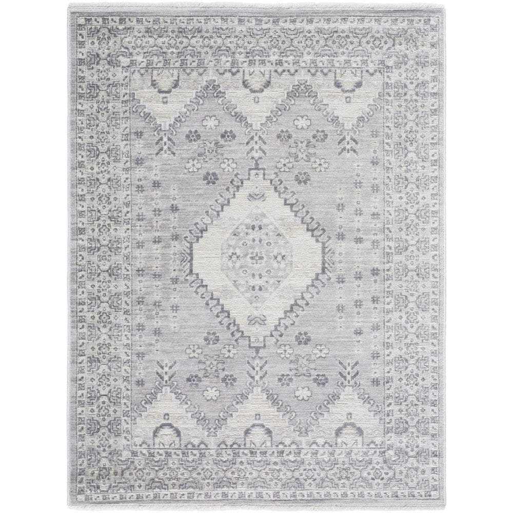 Livabliss Azhar Grey Traditional 8 ft. x 10 ft. Indoor Area Rug AZR2300 ...