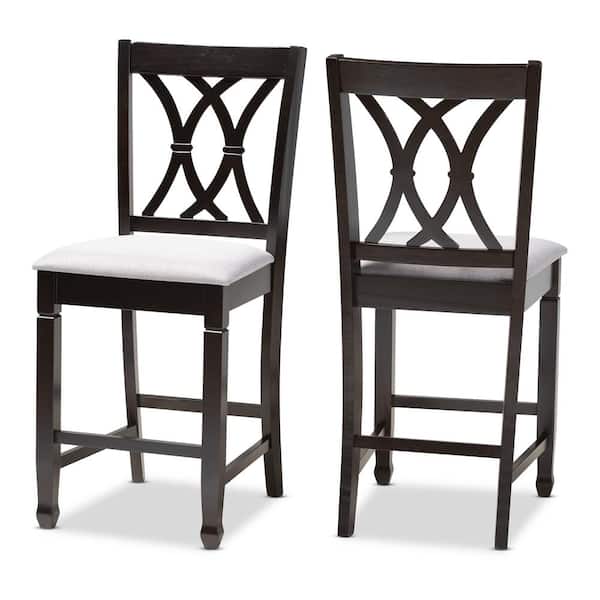 Baxton Studio Reneau 43 in. Gray and Espresso Bar Stool (Set of 2)