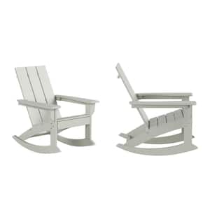 Shoreside Sand Plastic Modern Adirondack Outdoor Rocking Chair (Set of 2)