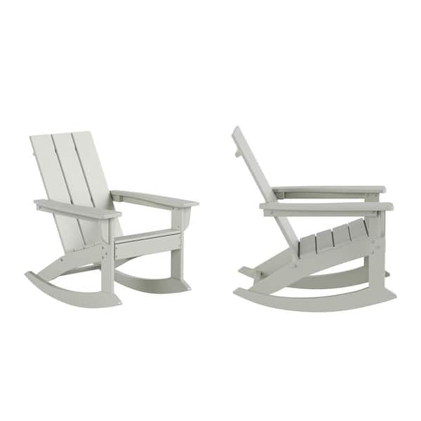 Shoreside Sand Plastic Modern Adirondack Outdoor Rocking Chair (Set of 2)