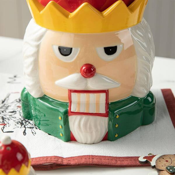 Glitzhome 3-Piece Dolomite Christmas Nutcracker Cookie Jar Set