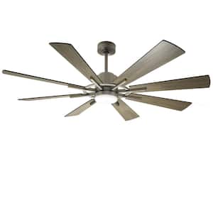 60 in. Integrated LED Indoor Wood 8 Blades Ceiling Fan with Light and Remote