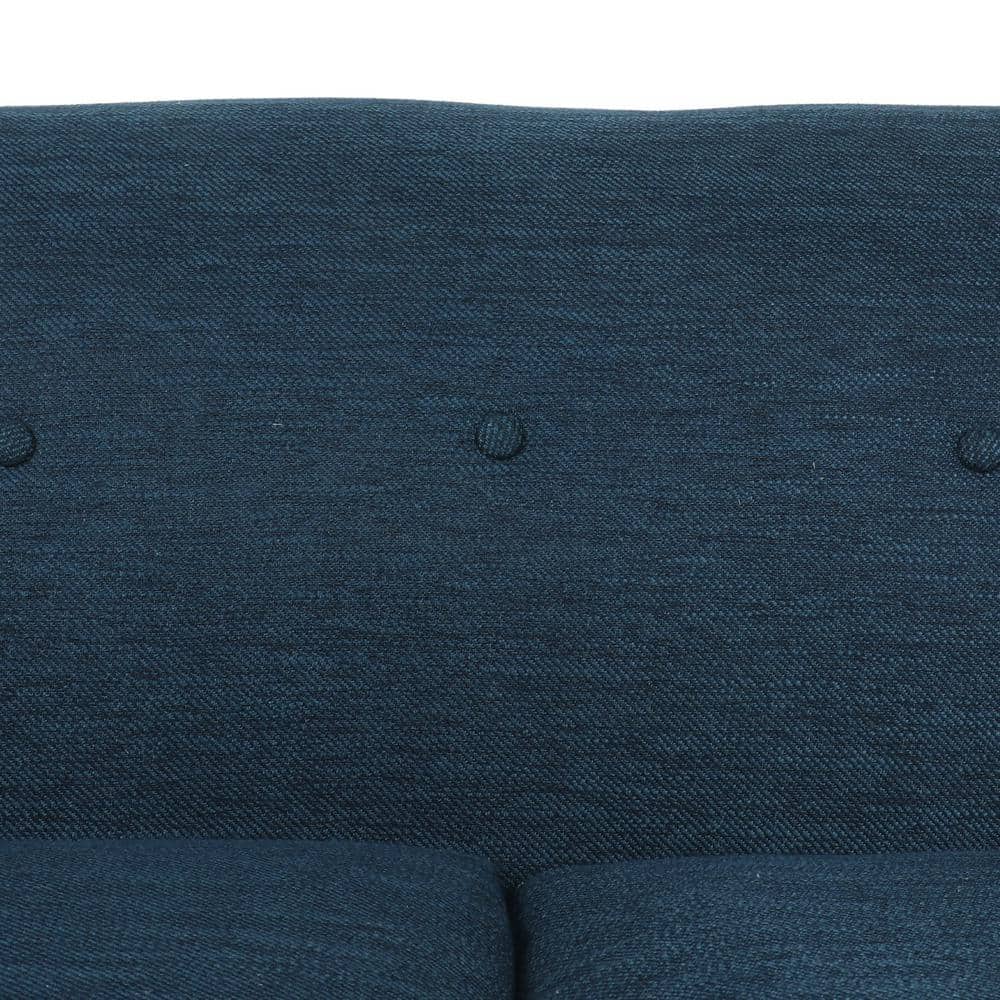 Navy Blue Tufted Polyester Lawson Sofa with Wood Frame