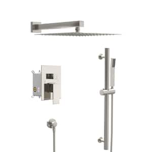 Ami Single Handle 2-Spray 10 in. Wall Mount Shower Faucet 1.8 GPM with Pressure Balance Valve in. Brushed Nickel