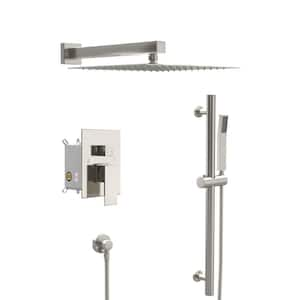 Ami Single Handle 2-Spray 12 in. Wall Mount Shower Faucet 1.8 GPM with Pressure Balance Valve in. Brushed Nickel