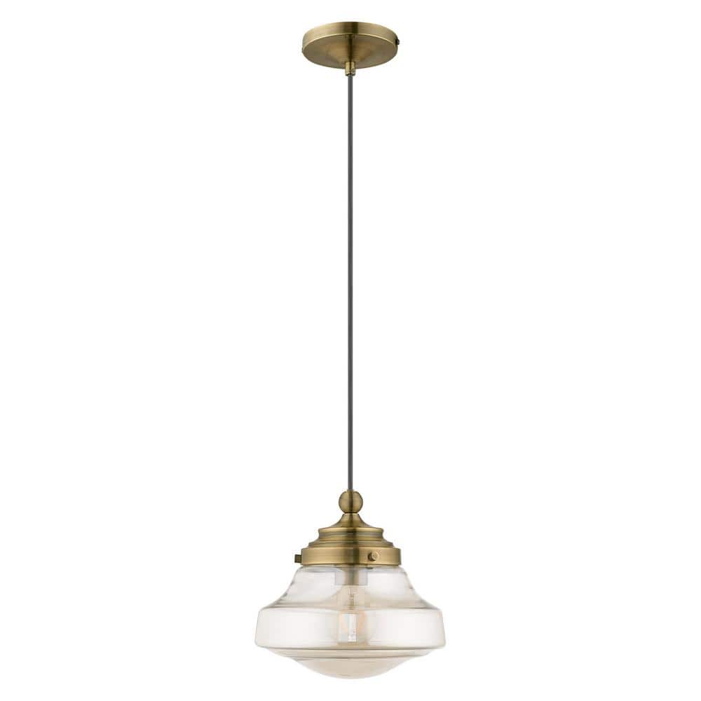 Antique Brass Mini Pendant with Champagne Glass Shade