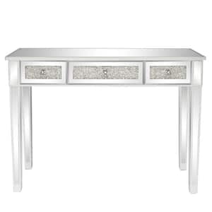 1-Piece Silver Makeup Vanity Table with 3-Drawers