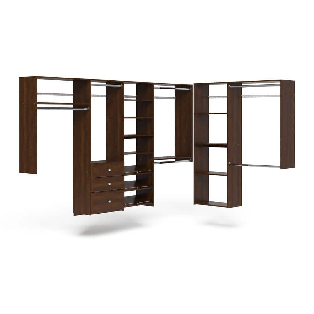 Closet Evolution 96 in. W - 120 in. W Espresso L-Shaped Wood Closet System