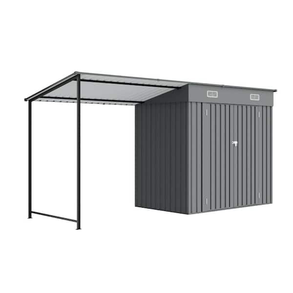 12 ft. x 4 ft. 2-in-1 Metal Lean-To Storage Shed and Hardtop Gazebo Combo