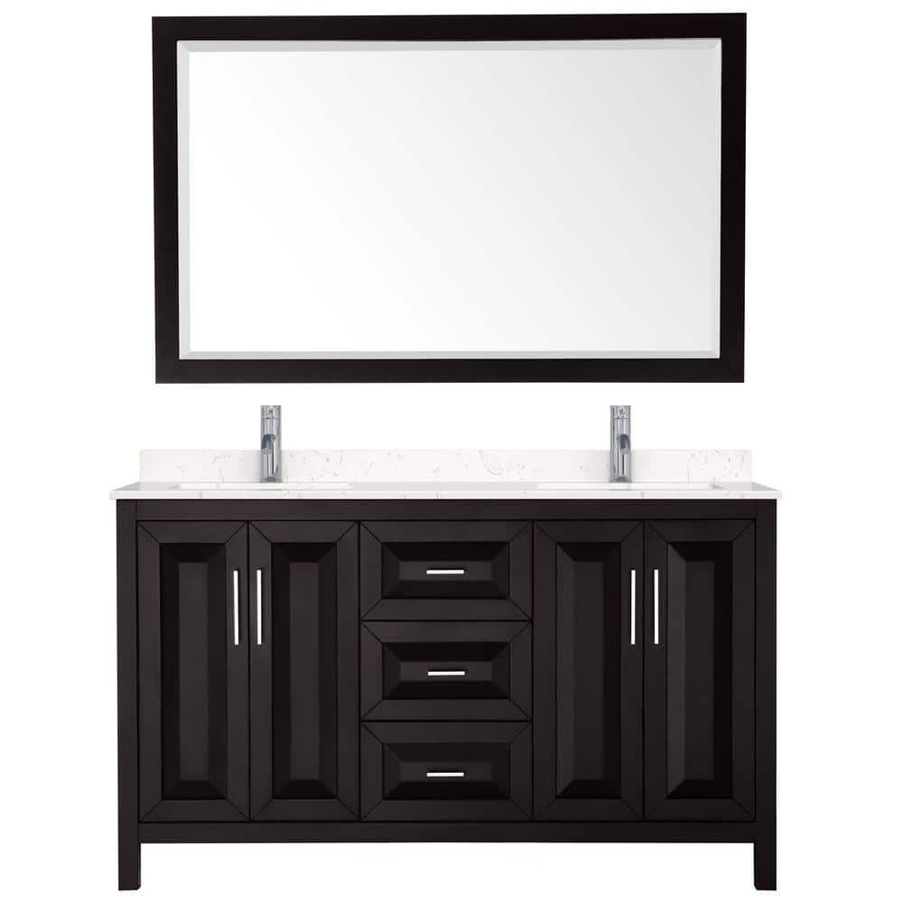 Daria 60 in.W x 22 in.D Double Vanity in Dark Espresso w/Cultured Marble Vanity Top in LightVein Carrara w/Basins&Mirror price history on PriceWatchPro