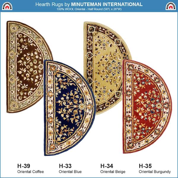2 ft. x 5 ft. Oriental Half Round Area Rug, Coffee