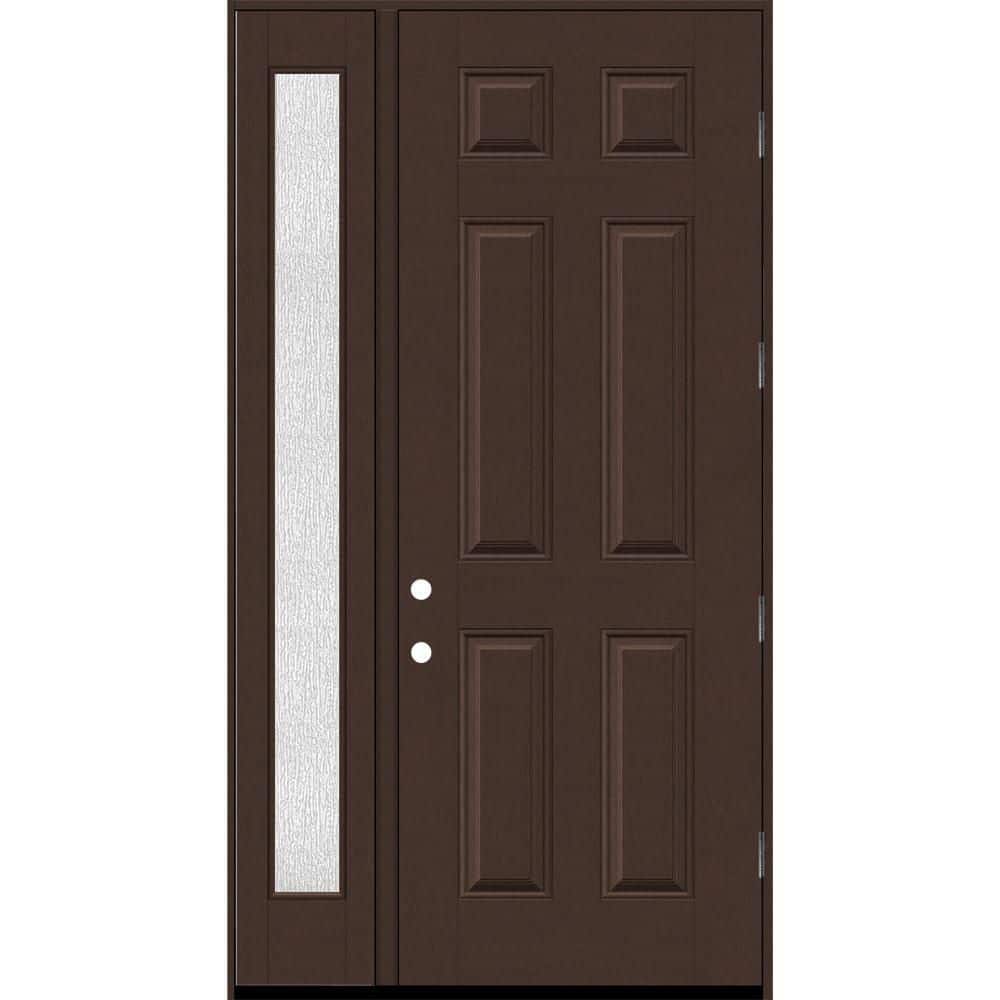 Regency 53 in. x 96 in. 6-Panel LHOS Chestnut Stain Mahogany Fiberglass Prehung Front Door w/ Rain 14 in. SL 4-9/16 price history on PriceWatchPro