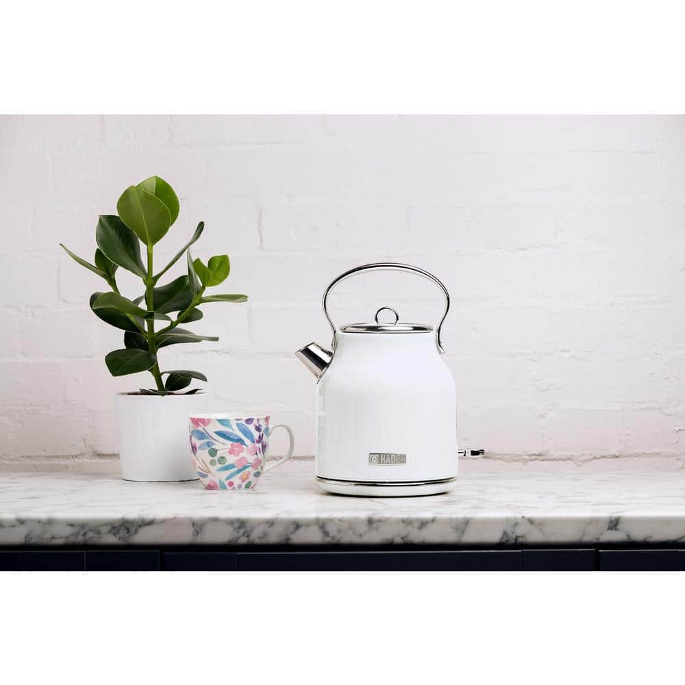 Ivory Stainless Steel 1.8 qt Electric Kettle with Comfort Grip