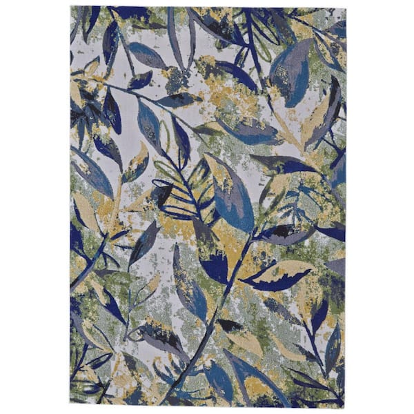 10 ft. x 13 ft. Green, Blue, Ivory Floral Area Rug