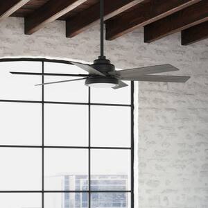 Warrant 60 in. Integrated LED Indoor Matte Black Ceiling Fan with Light Kit and Wall Switch