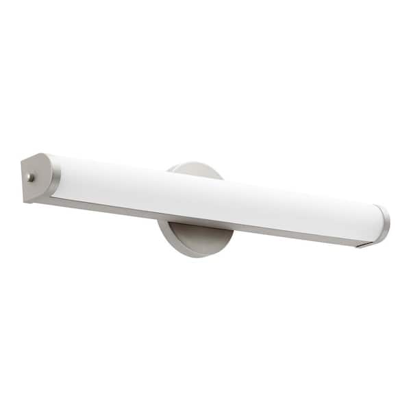 Quorum INTERNATIONAL Transitional 22.75 in. W  1 LED Light Satin Nickel Vanity Light with Matte White Glass