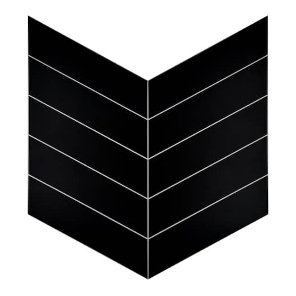 sunwings Chevron 12.2 in. x 13.4 in. Peel and Stick Backsplash Tile Stone Composite Wall Tile Black (10 Tiles, 8.61 sq.ft.)